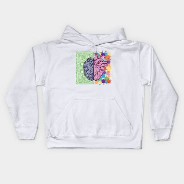 Brain and Heart Kids Hoodie by HappyTrend